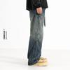 Ceecuz Jeans de Diseño Vintage Desestructurado para Herramientas para Hombre Estilo Americano Marca de Moda Lavado Antiguo Holgados Pierna Ancha Pantalones