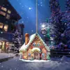 Casa de Açúcar Neve de Natal Pingente de Feriado Transfronteiriço Acrílico Plano Decoração de Interior de Carro Pingente de Chaveiro