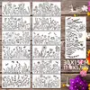 Molde Estêncil Popular de Samambaia e Pintura de Flores Silvestres da Amazon para Pintura em Spray, Esfregamento e Ensino DIY