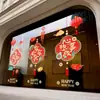 Pegatinas Decorativas para Ventana del Festival de Primavera, Prosperidad y Éxito Cada Año, Que los Deseos se Cumplan, Centro Comercial y Tienda Pegatinas Estáticas para Vidrio Auspiciosas y Cumplidoras de Deseos de Año Nuevo