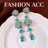 Pendientes de Flor con Borla de Zirconita Cúbica de Plata Vintage Usados Pendientes de Botón Retro Exquisitos de Moda Joyería para Orejas de Lujo Ligero de Alta Gama