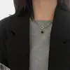 Estilo indiferente ins luz de lujo simple irregular cuadrado pequeño circonita negra collar mujer hip hop versátil cadena de clavícula nicho
