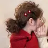 Pinza para el Cabello con Lazo de Terciopelo Rojo para Mujer, Pinza para Flequillo Lateral, Pinza Pequeña de Garra de Princesa, Pinza de Pato para Niños, Accesorio para el Cabello de Año Nuevo