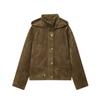 Ropa de Mujer para Exportación Transfronteriza 2025 Otoño e Invierno Estilo Europeo y Americano Chaqueta con Capucha de Manga Larga con Cordón en la Cintura para Mujer M561320