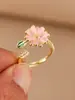 Nuevo Anillo Abierto de Camelia para Mujer, Diseño de Nicho con un Toque de Lujo, Anillo Exagerado y Exquisito para el Dedo Índice, Anillo de Esmalte al por Mayor