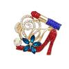 Versión coreana de broche ojo de gato pines de aleación alta Joker diamante tacones altos corsage accesorios para ropa joyería al por mayor