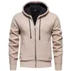 Suéter cárdigan grueso con capucha y forro polar de comercio exterior para hombre en stock, chaqueta de punto cálida casual para hombres jóvenes
