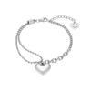 Pulsera Japonesa y Coreana de Metal Amor Smiley Acero Inoxidable Temperamento Simple Costura Cadena de Cuentas Redondas Pulsera con Colgante en Forma de Corazón para Mujer