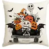 Nova Fronha de Almofada de Linho Fantasma Preto e Branco Festa de Halloween Sala de Estar Sofá Fronha Decorativa Capa de Almofada Transfronteiriça