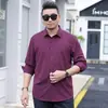 Camisa Masculina Plus Size para Meia-Idade Outono e Primavera Camisa de Manga Longa Camisa Casual de Negócios para Homem Gordo