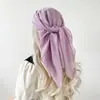 Lenço de Seda Chiffon com Pérolas Color Sólida Lenço de Cabeça Fio de Bali Envoltório de Cabeça Lenço Quadrado Malaio Color Sólida Lenço 90