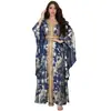 Ab286 Transfronterizo Primavera 2023 Nuevo Vestido de Gasa Estampado en Oro con Cinturón