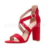Sandalias para Mujer Juyuan en Stock, Moda Europea y Americana Nueva, Talla Grande, Tacón Grueso, Sandalias de Tacón Alto con Hebilla y Punta Redonda para Mujer, Comercio Exterior
