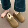 Zapatos de Algodón para Mujer 2026 Nuevo Estilo Invierno Con Felpa Cálidos Suela Gruesa Casual Botas de Nieve Caña Baja Boca Poco Profunda Peludos Zapatos Birkenstock
