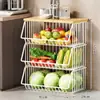 Prateleira de Armazenamento para Cozinha, Caixa de Lanches Doméstica de Chão, Cesta de Frutas e Legumes para Brinquedos na Sala de Estar, Carrinho de Legumes, Prateleira de Armazenamento Multicamadas