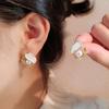Pendientes de perla retro francesa con diseño de nicho esmaltado de alta calidad, elegantes y combinables, de plata 925 para mujer.