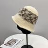 Sombrero de cubo tejido de lana mohair estilo coreano para mujer, sombrero sencillo de color contrastante, cintura de moda retro, sombrero de pescador combinable