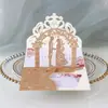 Renda de Casamento Pequeno Furo Laser Estéreo Cartão de Cumprimentos para Porta de Casamento Convite de Casamento Papel com Glitter Prata Convite de Noivado Estoque Pronto