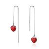 Arete de Línea para Mujer Estilo Coreano Rojo Fresco Amor Gota de Oreja Elegante Cadena de Oreja en Forma de Corazón Accesorios para Oreja Mujer