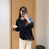 Camisa de Lino Estilo Francés Luna Blanca con Encaje Bordado, Cuello Redondo, Mangas Largas de Farol, Blusa para Mujer de Principios de Primavera L0319Y