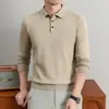 Estilo Old Money Ropa de Punto de Manga Larga Capa Base para Hombre Ropa Interior de Invierno Camisa POLO Suéter de Color Sólido para Hombre Ropa Cálida para Hombre de Mediana Edad