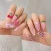 30 Piezas Uva Fresa Corazón Transfronterizo Uñas Portables 3D Forma Almendra Arte de Uñas de Frutas Puntas de Uñas Postizas Desmontables