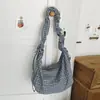Bolso de Lona Lazy de un Solo Hombro Estilo Nuevo Bolsa de Viento Textura para Mujer Bolso Tote Gran Capacidad 2026 Bolso Cruzado de Cuadros Casual para el Trabajo y el Viaje Todo Uso