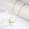 Collar Transfronterizo Europeo y Americano Retro con Lazo de Perlas Chapado en Oro de 14K con un Diseño Elegante y Colgante Incrustado con Diamantes Joyería