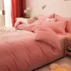 Conjunto de quatro peças de leite veludo espesso de inverno, conjunto de três peças de flanela, lençol e capa de edredom, antiestático para dormir nu, impressão e tingimento reativos