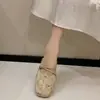 Turbante Francés Exquisito Medias Zapatillas Mujer 2026 Nuevo Verano Exterior Slip-on Persona Perezosa Combinar con Faldas Sandalias