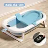 Tina de Baño para Bebé con Sensor de Temperatura Uso en Casa Plegable Antideslizante Tina de Baño para Bebé Puede Sentarse y Acostarse Tina de Baño Ampliada para Niños