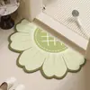 Tapete de Tierra de Diatomeas, Absorbente de Agua, Antideslizante, Secado Rápido para Entrada de Baño, Tapete Antideslizante Semircircular Floral