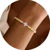 Pulsera de Abalorios Estilo Europeo y Americano de Trébol de Cuatro Hojas con 12 Piedras de Nacimiento, Moderna y Elegante, Pulsera Estilo Retro de Lujo Ligero para Mujer