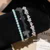 ¡Ramas de Flor de Cerezo Verdes! Pulsera de Zirconia Estrella Super Hada, Pulsera Estilo Fresco de Verano, Joyería de Lujo Ligero de Gama Alta para Mujeres al por Mayor