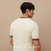Camiseta Casual de Manga Corta Estilo Business Moderno, Corte Ajustado, Bloques de Color, Versátil Top de Punto Retro Estilo Americano para Hombre