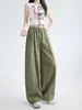 Pantalones deportivos de dos tonos de doble capa para mujer, secado rápido, para verano, finos, holgados, rectos, casuales, para petite, cargo, de pierna ancha