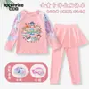 Traje de Banho Infantil Zootopia Judy Nick Conjunto de Duas Peças para Meninas Manga Longa Calça Longa Proteção Solar Secagem Rápida