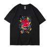 Camiseta de manga curta primavera e verão nova europeia e americana original hip hop masculina solta casual estampa prajna enrolada