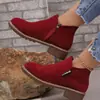 Otoño 2023 nuevo europeo y americano tacón bajo comercio exterior talla grande Botas Martin para mujer gamuza cremallera lateral moda botines cortos venta al por mayor