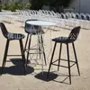Mesa Alta de Bar Moderna Sencilla para el Hogar Transparente Barra Alta Mesa de Bar Terraza Exterior Cóctel Alambre de Hierro Alquiler de Barra Mesa de Vino