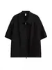 Camisa de Manga Corta con Hombrera Estilo Old Money Cleanfit para Hombre Verano Delgada Chaqueta Cardigan con Cremallera Camisa Corta Chaqueta Chaqueta