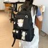 Mochila Escolar para Secundaria y Preparatoria Estilo Coreano Moderna Trendy Chica Mochila Casual Estilo Harajuku Dibujos Animados Estilo Japonés Mochila Color Sólido