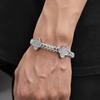 Pulsera de Cadena Cubana de Diamantes de Trébol de Cuatro Hojas con Hebilla de Resorte Hip Hop Transfronteriza Europea y Americana, Pulsera de Zirconia de Alto Nivel Versátil para Hombre
