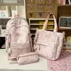 Set de Mochila Escolar de Tres Piezas Estilo Ins Nuevo Estilo Transfronterizo, Alto Valor, Gran Capacidad, Mochila de Nailon Reductora de Peso para Estudiantes de Secundaria y Preparatoria