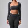 Chal de Arena Otoñal Lijado Manga Larga Ropa de Yoga para Mujer Chaleco Deportivo de Running para Exteriores Camiseta Fitness Secado Rápido Top 93601