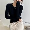 Suéter Suave de Punto con Cuello Redondo Estilo Coreano para Mujer, Nueva Moda Otoño e Invierno 2026 Ajuste Delgado Versátil Top Base Adelgazante