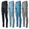 Comercio Exterior AliExpress Europa y Estados Unidos Transfronterizo Nueva Tendencia Callejera Pantalones Skinny de Hombre Ajustados Adelgazantes Denim de Trabajo