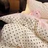 Juego de Cuatro Piezas de Algodón Arrugado Ultra Suave Clase A, Sábanas y Fundas de Edredón Grado Materno e Infantil para Dormir sin Ropa, Juego de Tres Piezas de Sábanas Ajustables para Dormitorio Estudiantil