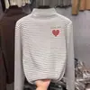 Camisetas Térmicas Base para Niños y Niñas, Primavera y Otoño, Camisetas de Manga Larga con Cuello Medio Alto para Niños Grandes, Elegantes Tops Cálidos Rayados