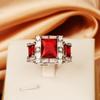 Anillo Rectangular de Zircón de Suministro Transfronterizo de Comercio Exterior, Pulsera de Diamante Esmeralda Simulado, Anillo de Tesoro de Color de Personalidad Europea y Americana